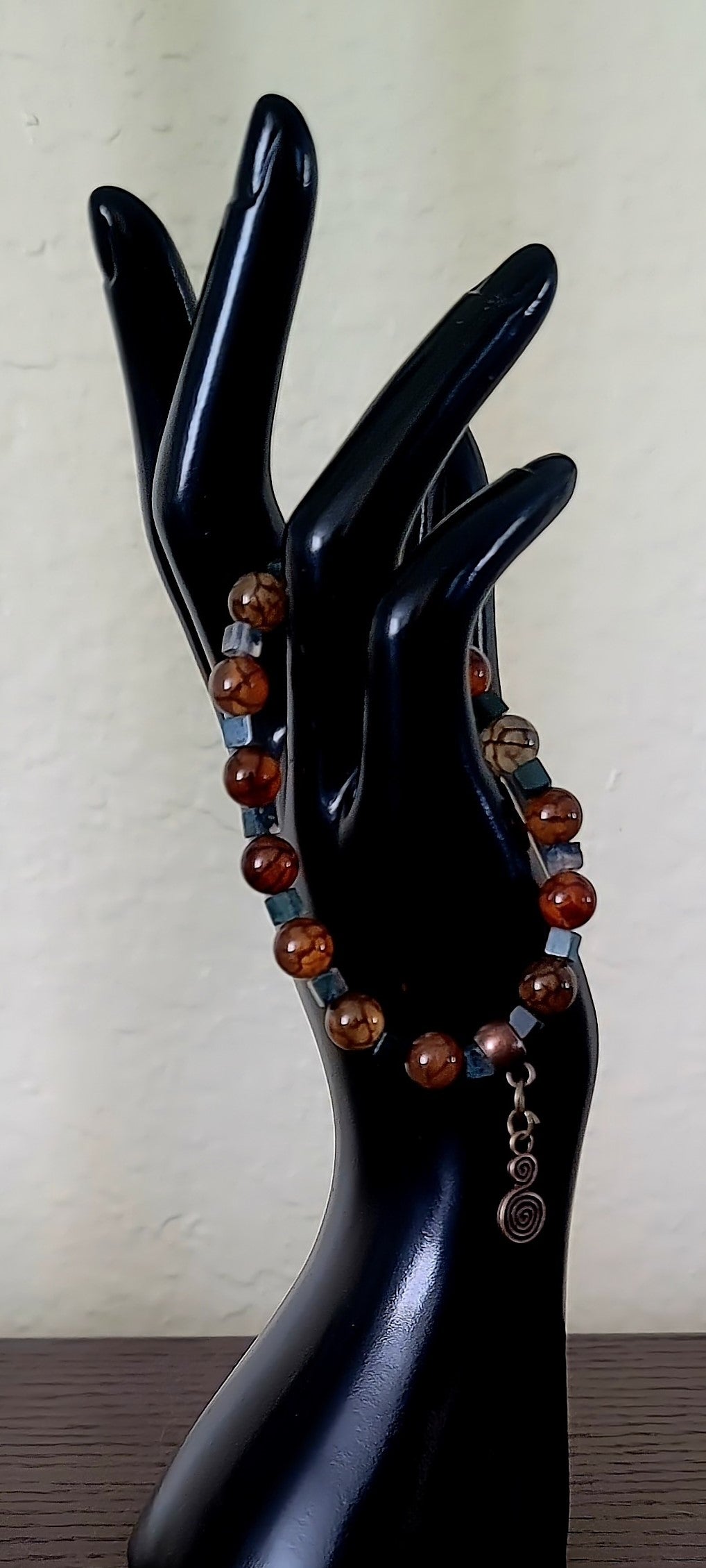 Coffee Dragon Vein & Botanical Moss Agate Bracelet
