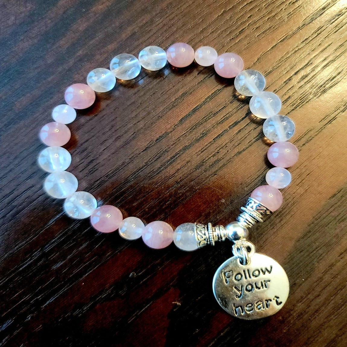 Madagascar Rose Quartz & Transparent Madagascar Rose Quartz Bracelet
