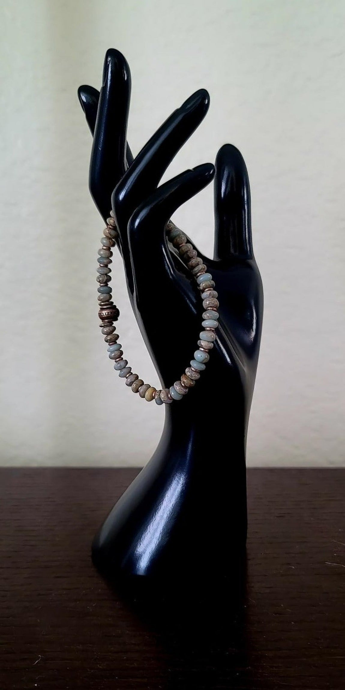 Natural African Blue Opal (Jasper) Rondel Beads Bracelet