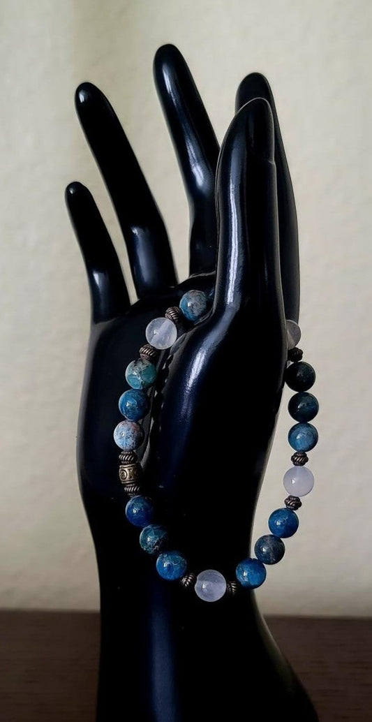 Blue Apatite & White Jade Bracelet