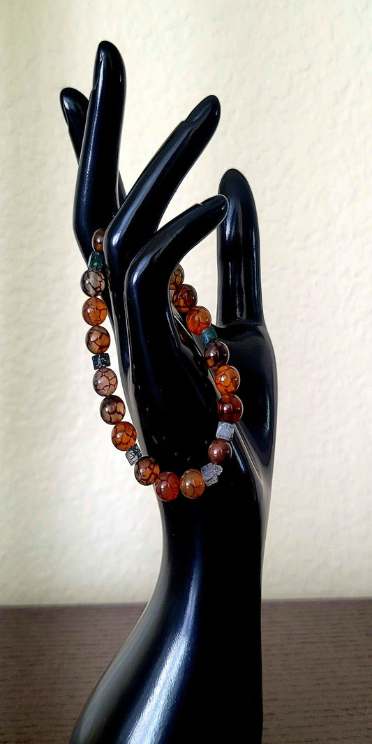 Coffee Dragon Vein & Botanical Moss Agate Bracelet