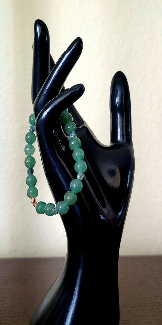 Green Aventurine & Emerald Cube Bracelet