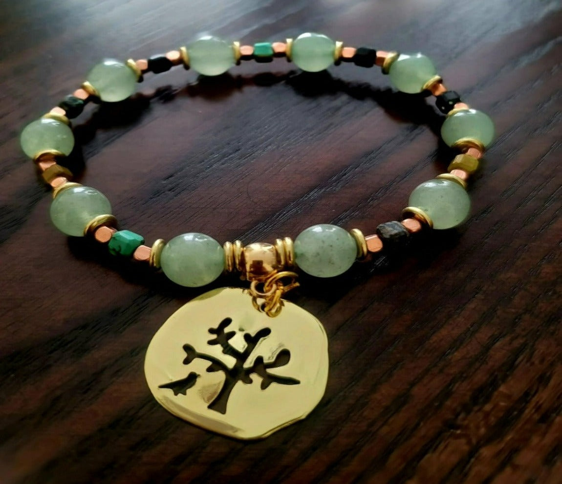 Green Aventurine & Natural Turquoise Cubes Bracelet