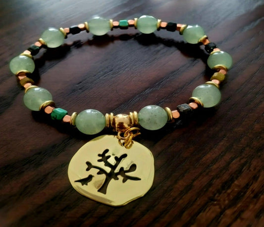 Green Aventurine & Natural Turquoise Cubes Bracelet