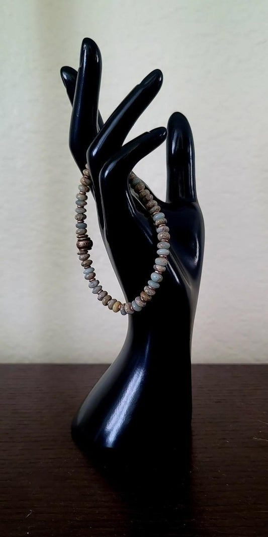 Natural African Blue Opal (Jasper) Rondel Beads Bracelet