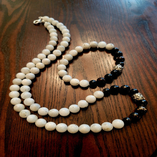 Rainbow Moonstone & Arfvedsonite Necklace & Bracelet Set